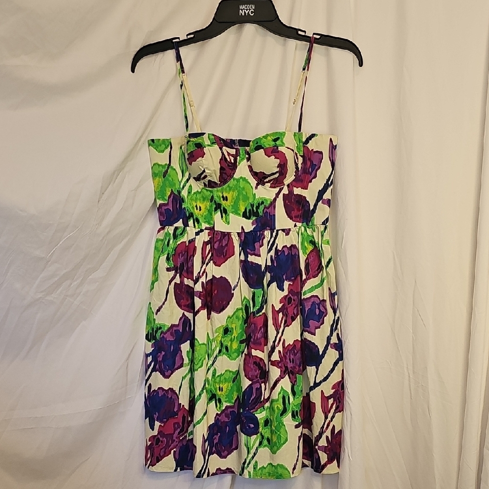 Floral Print Dress - Green and Purple